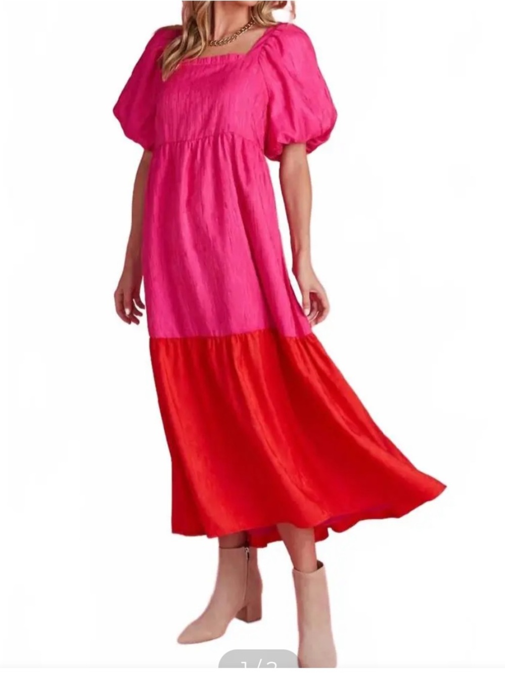 CROSBY by Mollie Burch Pink and Red Colorblock Maxi Dress